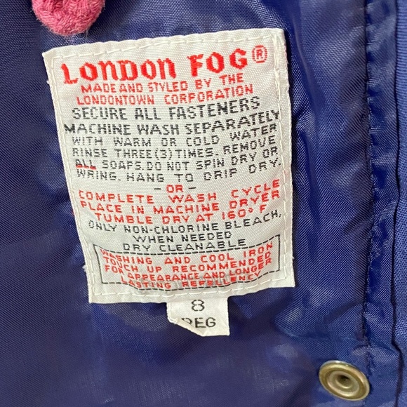 London Fog Hooded Jacket Red and Blue Utility Jacket Size 8 Reg Vintage - Picture 6 of 13